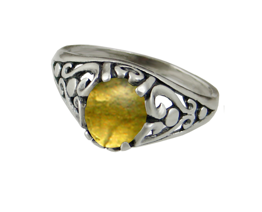 Sterling Silver Filigree Ring With Citrine Size 6